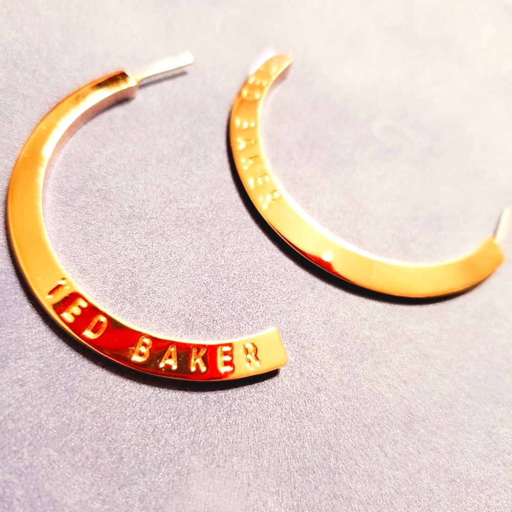 Rare Goldtone Ted Baker Half Circle Post Earrings